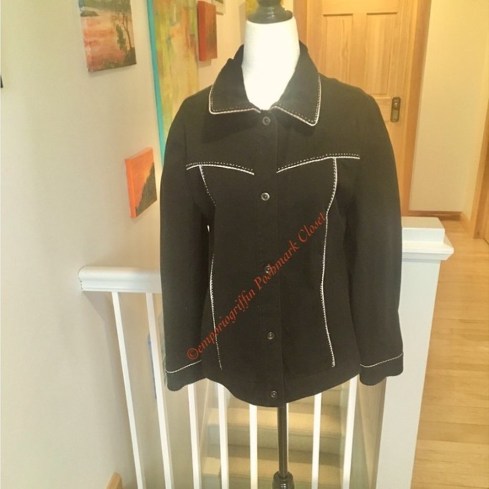 Vintage Laura Ashley black western style pattern Cotten jacket.